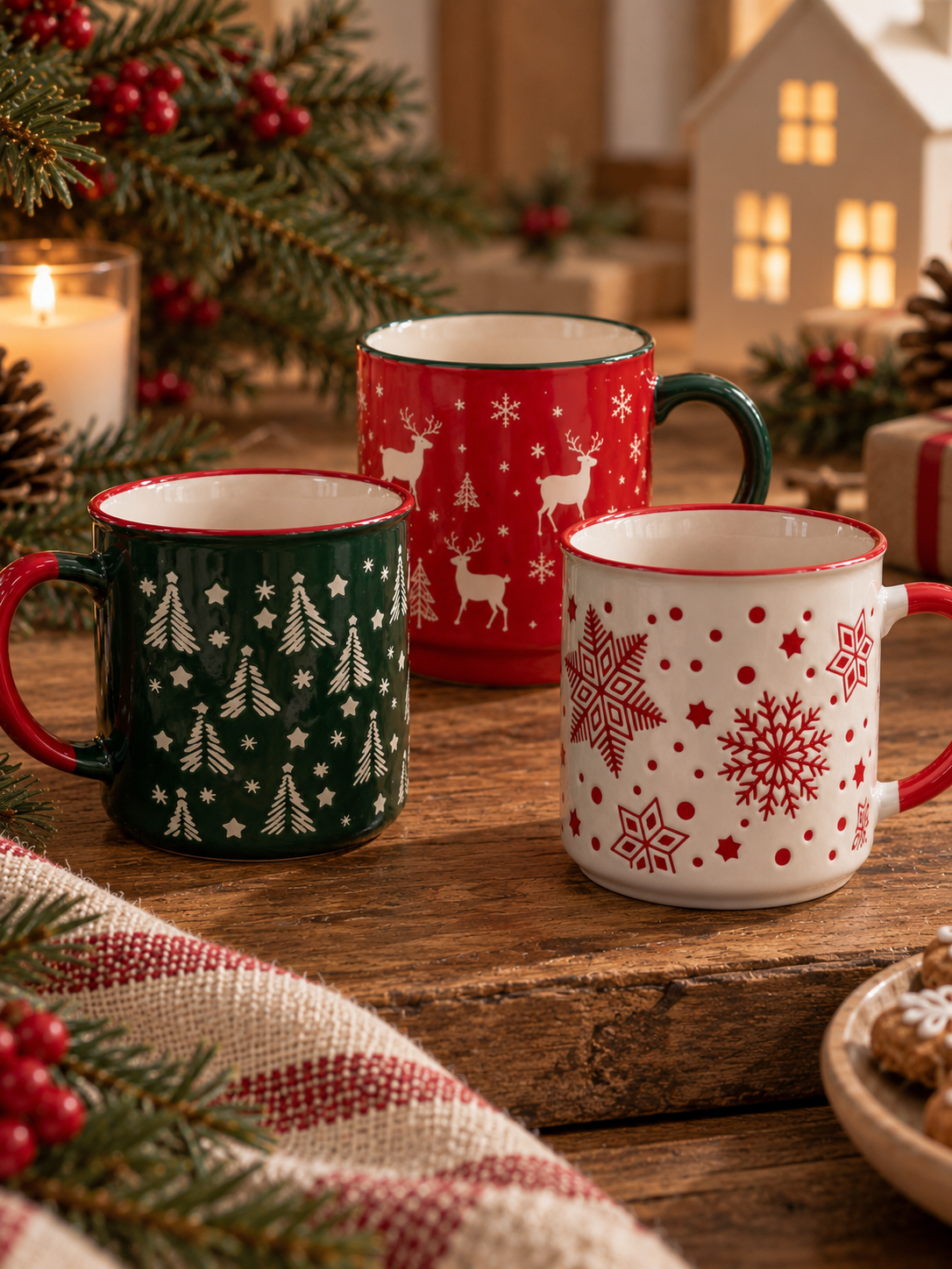 TAZA NAVIDEÑA BLANCA DE GRES DE 250ML