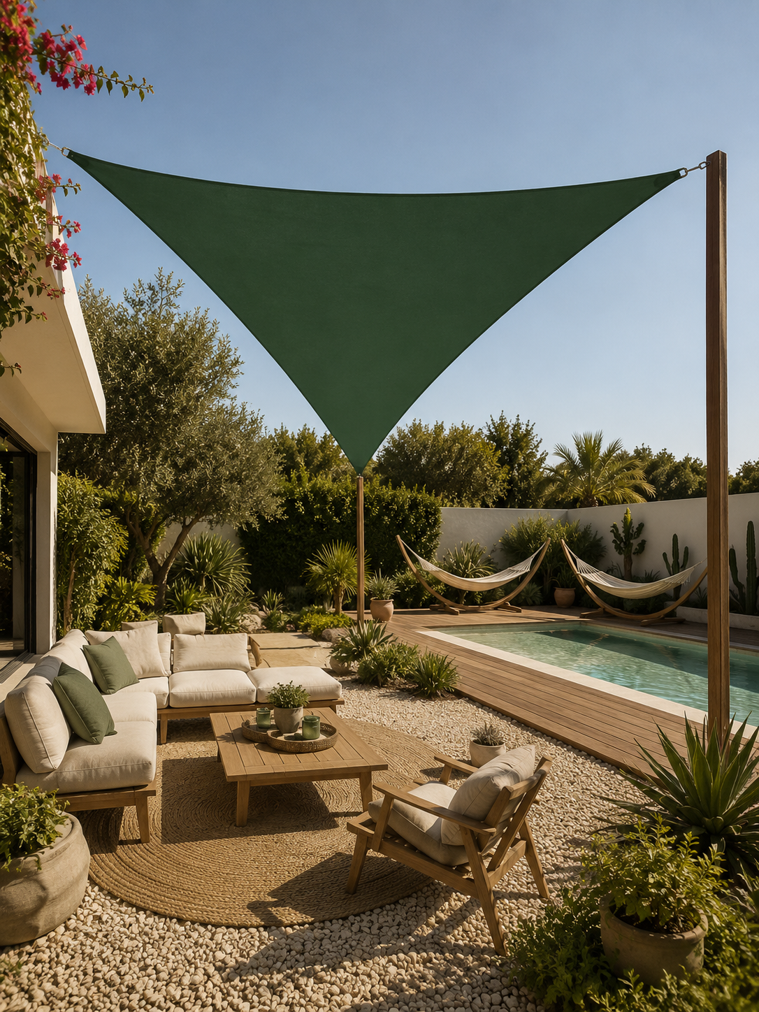 VELA DE SOMBRA TRIANGULAR 3,6X3,6X3,6M VERDE