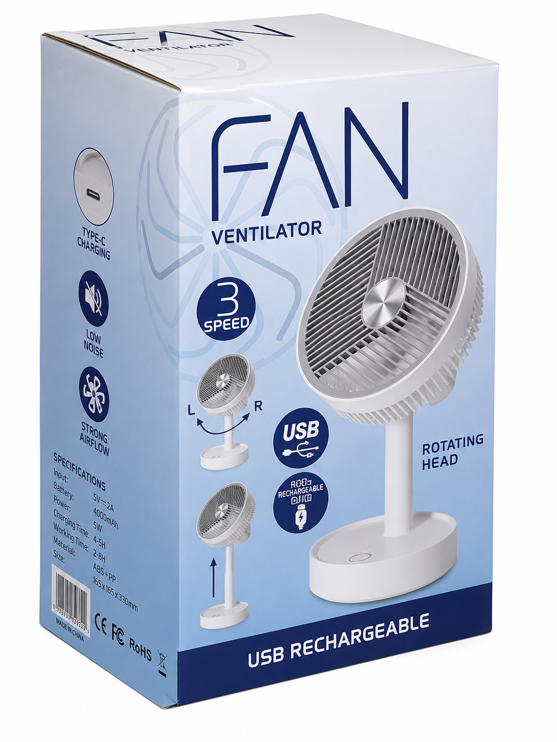 VENTILADOR DE MESA RECARGABLE