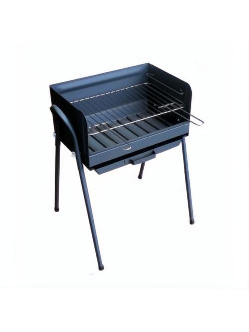 Barbacoa Ancares de carbón, compacta y funcional, con estructura metálica oscura, parrilla y cenicero.