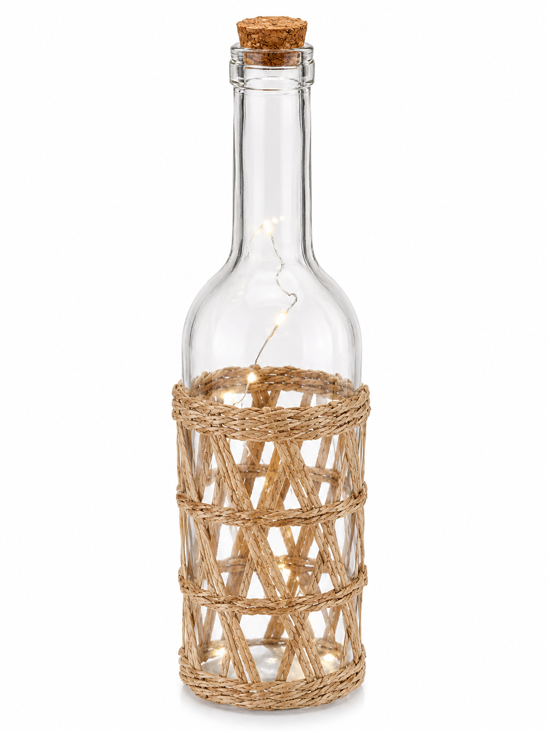 BOTELLA CON LEDS DECORADA