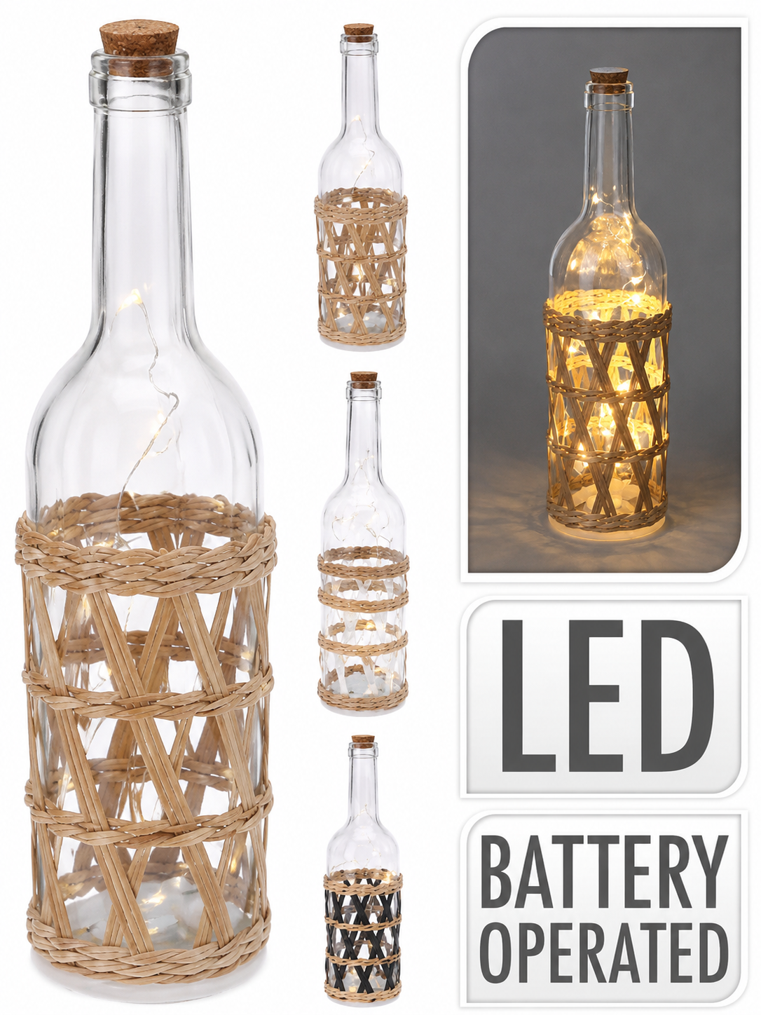 BOTELLA CON LEDS DECORADA