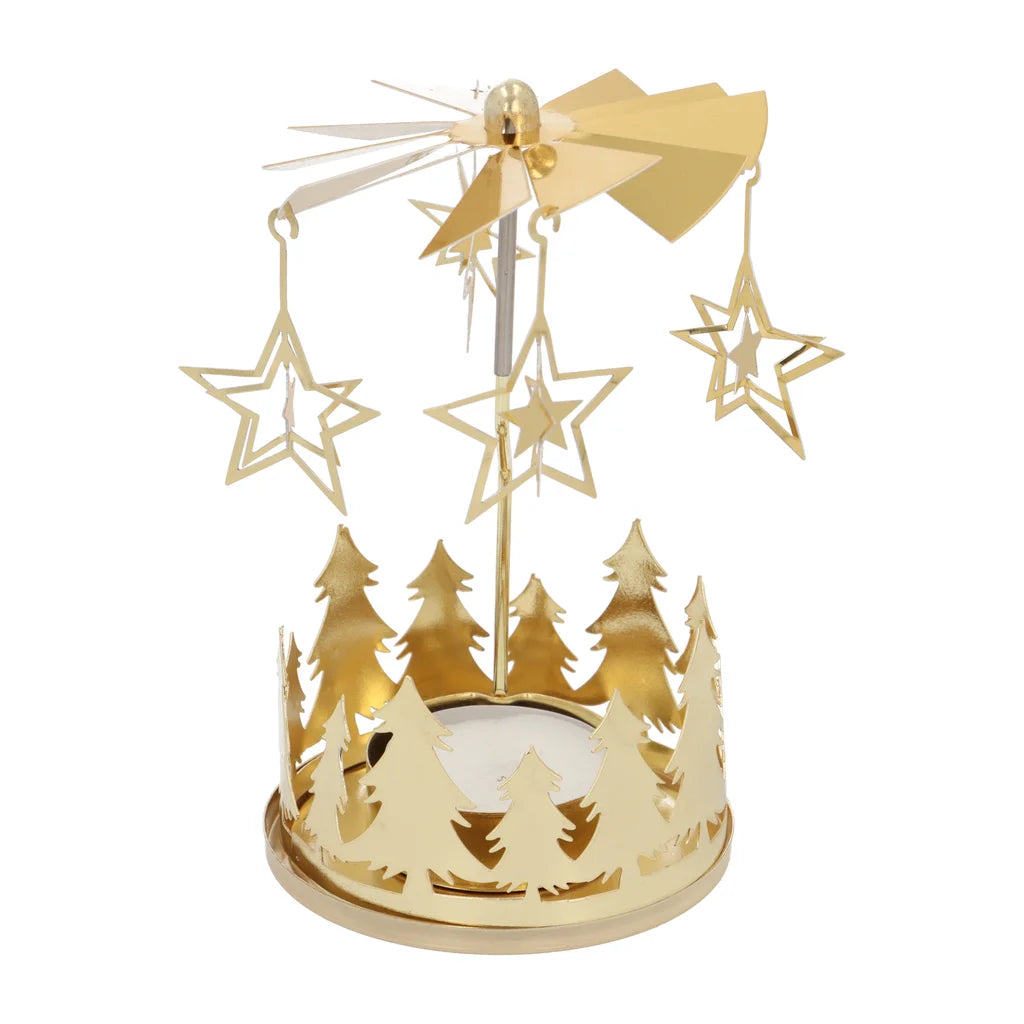 PORTAVELAS CARRUSEL DE ESTRELLAS EN COLOR DORADO