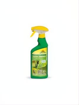 Green spray bottle of Neudosan RTU 50 natural insecticida with yellow nozzle.