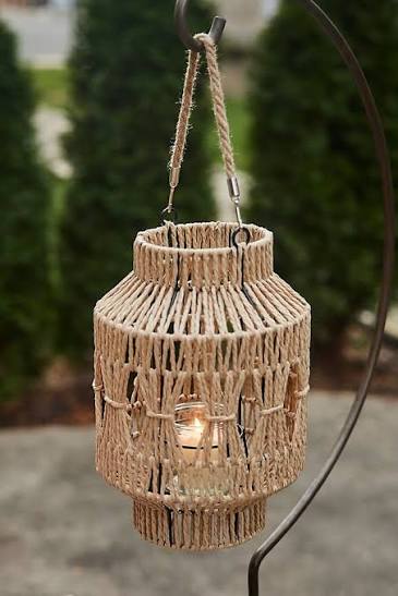 LANTERN PAPER ROPE WITH GLASS 12X12X11CM