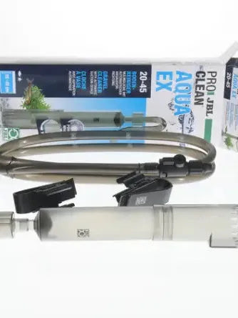 AQUAEX SET 20-45CM aquarium gravel cleaner with clear tube, black hose, and box.