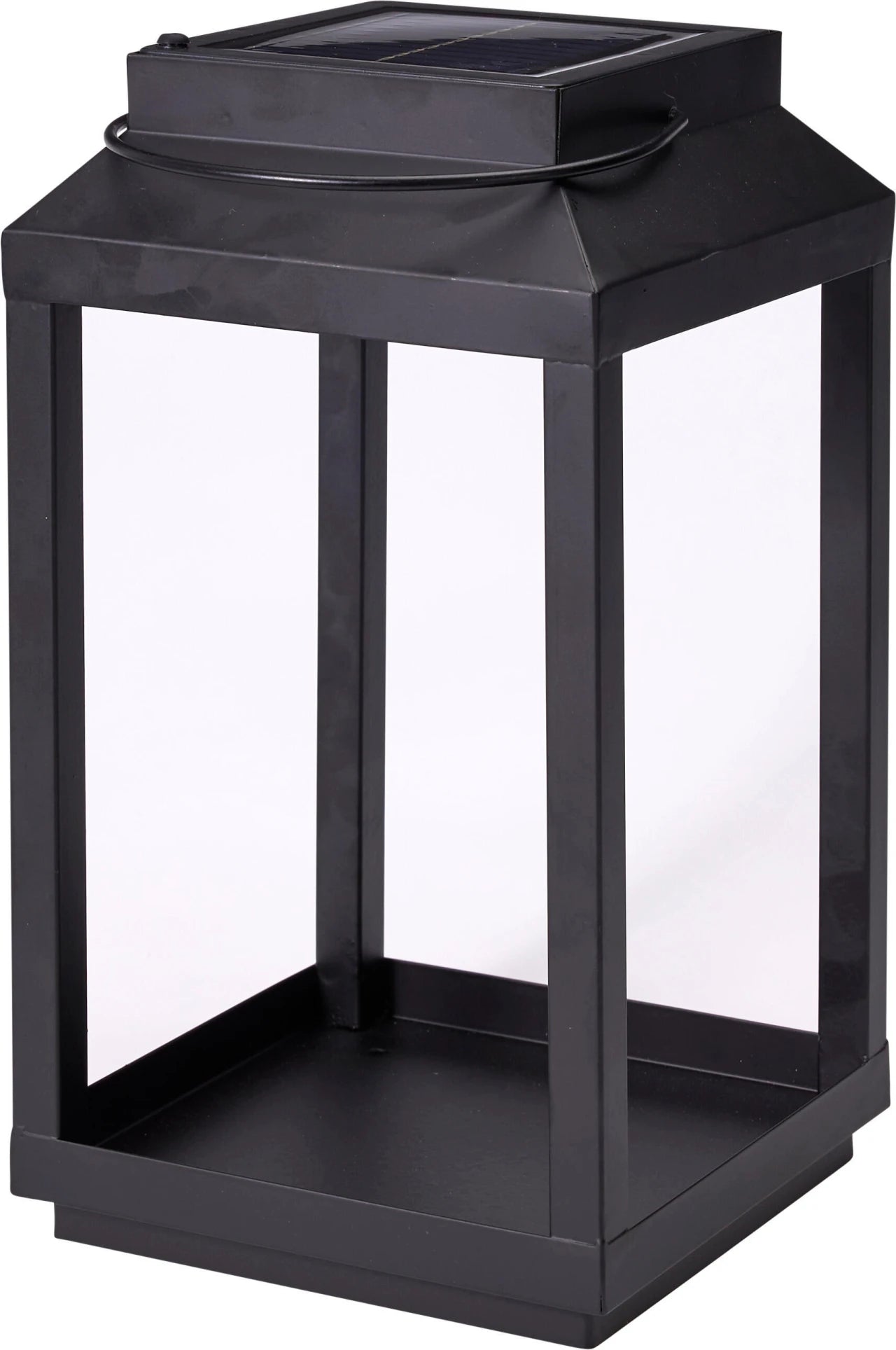 FAROL LINTERNA SOLAR NEGRA METÁLICA
