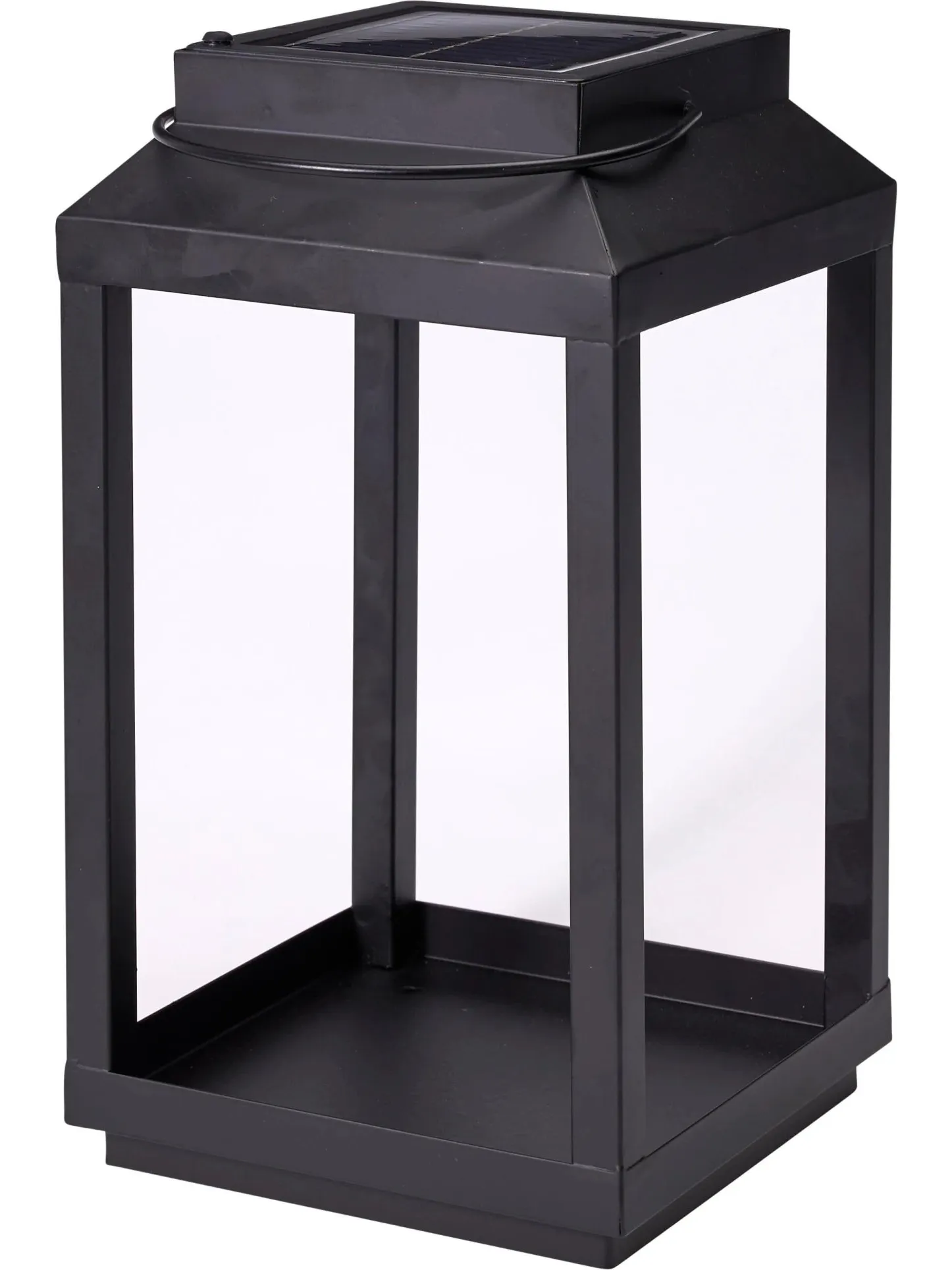 FAROL LINTERNA SOLAR NEGRA METÁLICA