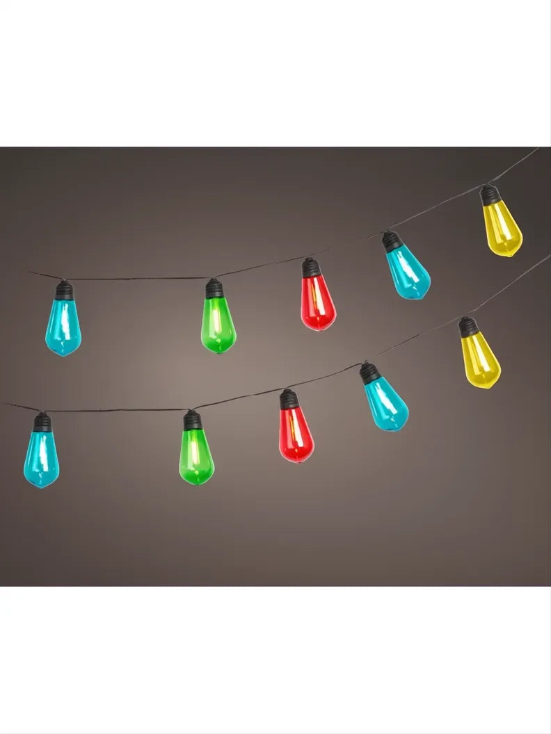 Guirnalda solar de luces LED intermitentes de plástico de 450 cm con bombillas coloridas.