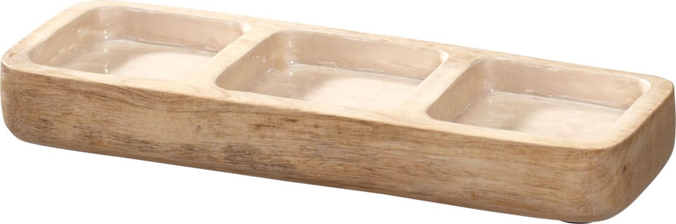 BANDEJA BLANCA PARA SERVIR MADERA DE MANGO