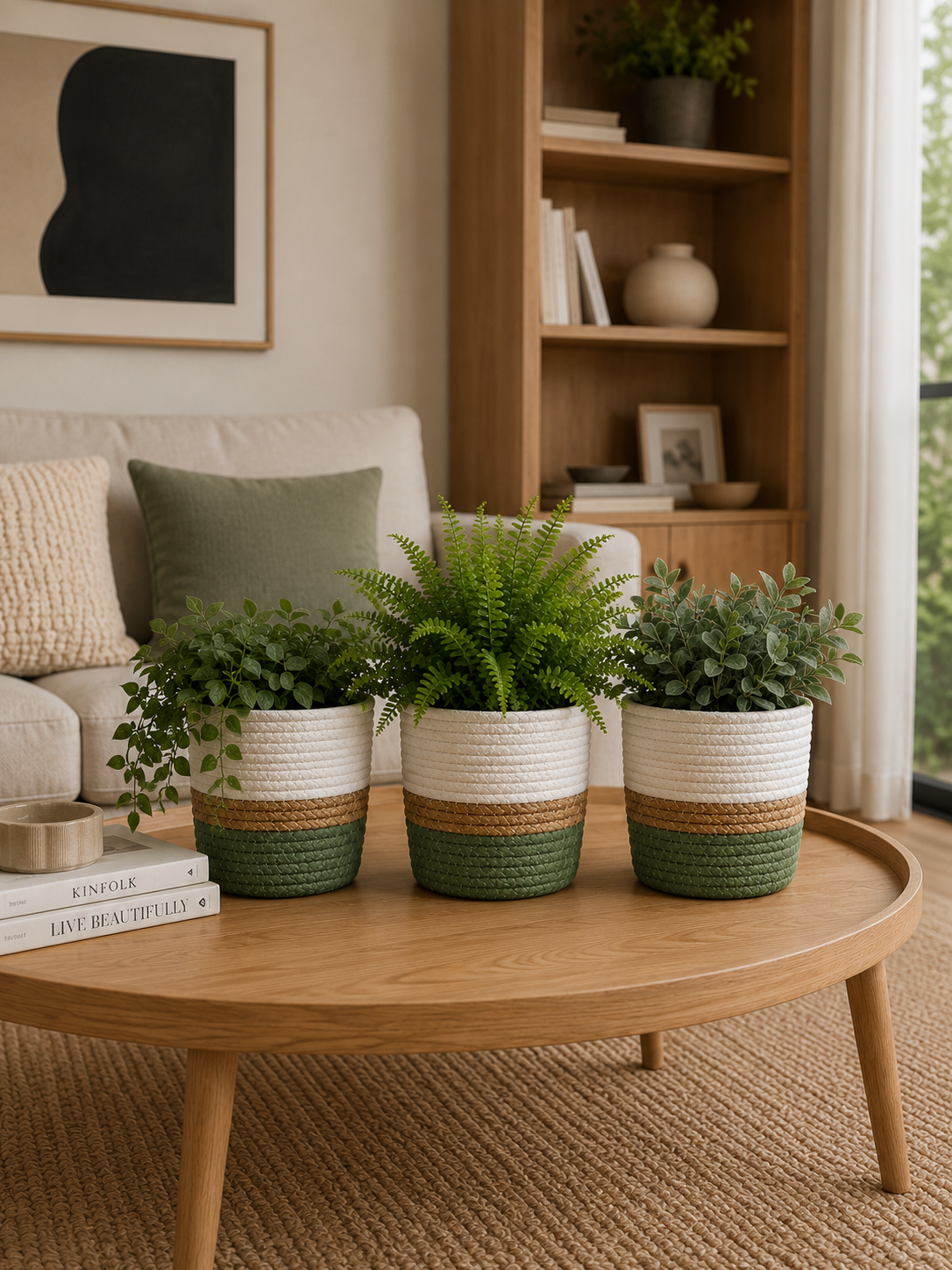 PLANTER PAPERROPE ROUND GREEN 3