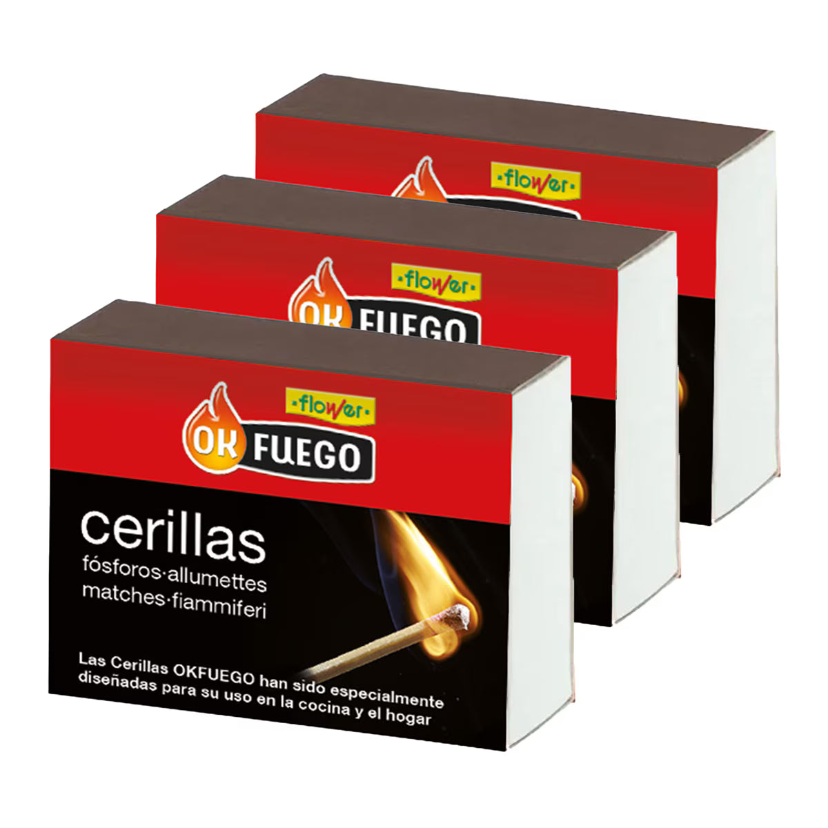 OK FUEGO CERILLAS COCINA PACK 3UD
